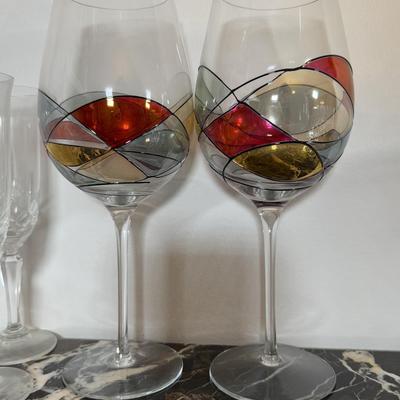 LOT 71F: Poker Chips Set, Variety of Champagne Flutes, Decanters, Crystal Ice Bucket & More