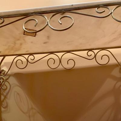 LOT 121 H: Marble Top Console Table w/ Scroll Wire Base