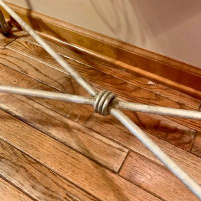 LOT 121 H: Marble Top Console Table w/ Scroll Wire Base