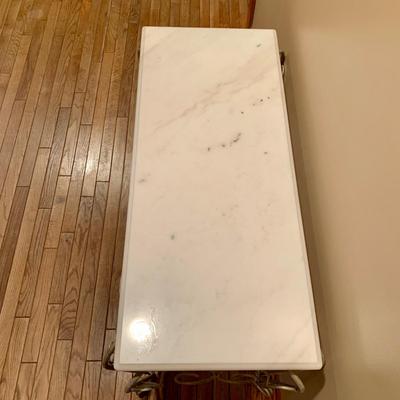 LOT 121 H: Marble Top Console Table w/ Scroll Wire Base