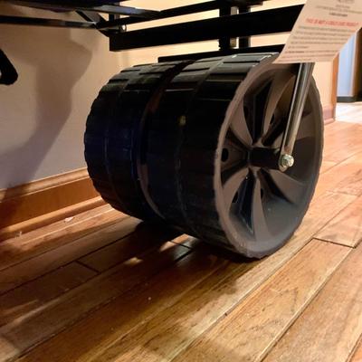 LOT 122 L: Outdoor Collection: 38 QT Igloo Wheelie Cooler, Collapsable Wagon, Alpine Design Canopy Shade Chair, & Coleman Collapsable...