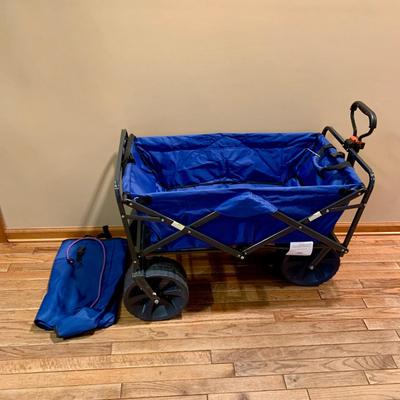 LOT 122 L: Outdoor Collection: 38 QT Igloo Wheelie Cooler, Collapsable Wagon, Alpine Design Canopy Shade Chair, & Coleman Collapsable...