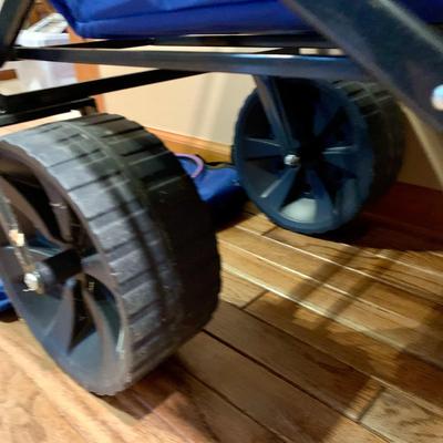 LOT 122 L: Outdoor Collection: 38 QT Igloo Wheelie Cooler, Collapsable Wagon, Alpine Design Canopy Shade Chair, & Coleman Collapsable...