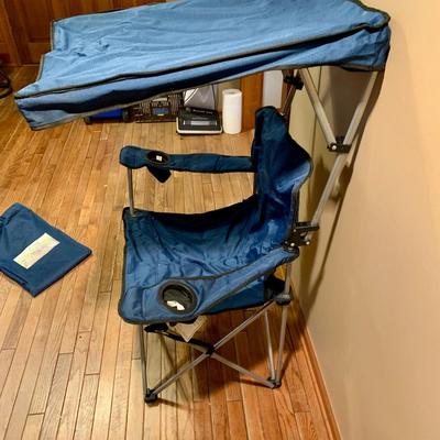 LOT 122 L: Outdoor Collection: 38 QT Igloo Wheelie Cooler, Collapsable Wagon, Alpine Design Canopy Shade Chair, & Coleman Collapsable...