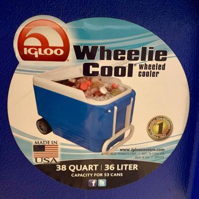 LOT 122 L: Outdoor Collection: 38 QT Igloo Wheelie Cooler, Collapsable Wagon, Alpine Design Canopy Shade Chair, & Coleman Collapsable...