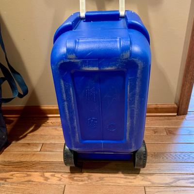 LOT 122 L: Outdoor Collection: 38 QT Igloo Wheelie Cooler, Collapsable Wagon, Alpine Design Canopy Shade Chair, & Coleman Collapsable...