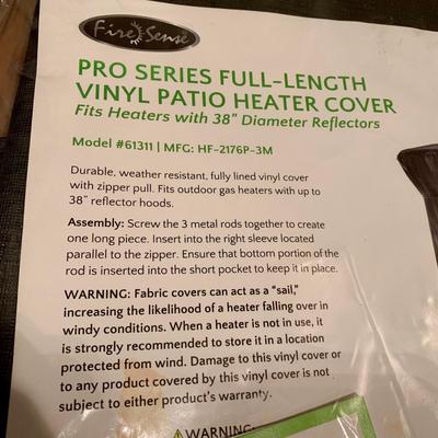 LOT 123 L: NIP Hampton Bay Outdoor Gas Patio Heater w/ Fine Sense Pro Series Full Length Vinyl Cover