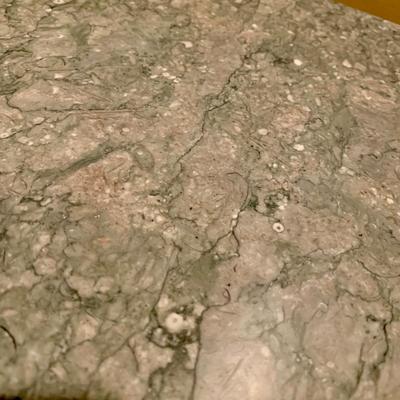 LOT 124 L: Set of 2 Z Shaped Bar Stools & Pier 1 Imports Green Marble Top w/ Metal Base Table / Plant Stand