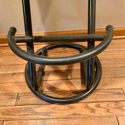 LOT 124 L: Set of 2 Z Shaped Bar Stools & Pier 1 Imports Green Marble Top w/ Metal Base Table / Plant Stand