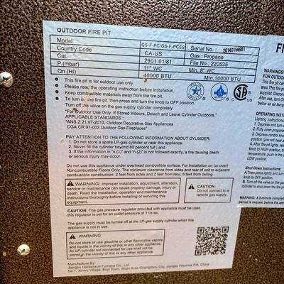 LOT 125 O: Hiland Premium Series Outdoor Fire Pit Model #GS-F-PC/GS-F-PCSS