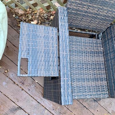 LOT 128 O: B Baijiawei Outdoor Patio "Wicker" 3 Piece Lounge Set w/ Cushions & Cover & 3 Folding Chairs