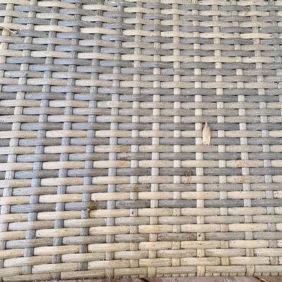 LOT 128 O: B Baijiawei Outdoor Patio "Wicker" 3 Piece Lounge Set w/ Cushions & Cover & 3 Folding Chairs