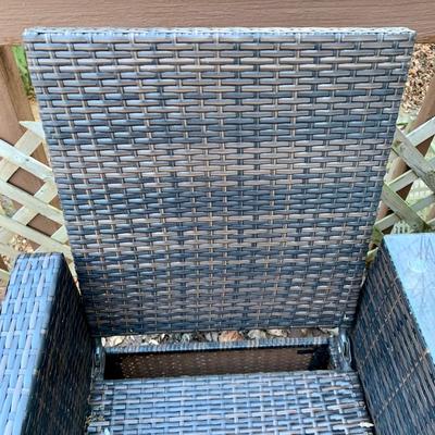 LOT 128 O: B Baijiawei Outdoor Patio "Wicker" 3 Piece Lounge Set w/ Cushions & Cover & 3 Folding Chairs