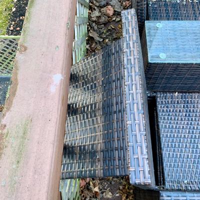 LOT 128 O: B Baijiawei Outdoor Patio "Wicker" 3 Piece Lounge Set w/ Cushions & Cover & 3 Folding Chairs