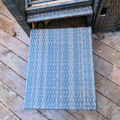 LOT 128 O: B Baijiawei Outdoor Patio "Wicker" 3 Piece Lounge Set w/ Cushions & Cover & 3 Folding Chairs