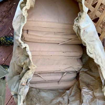 LOT 128 O: B Baijiawei Outdoor Patio "Wicker" 3 Piece Lounge Set w/ Cushions & Cover & 3 Folding Chairs