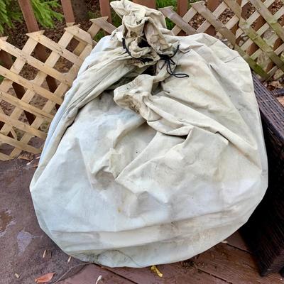 LOT 128 O: B Baijiawei Outdoor Patio "Wicker" 3 Piece Lounge Set w/ Cushions & Cover & 3 Folding Chairs