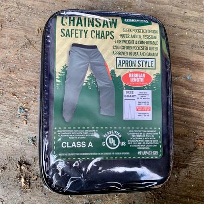 LOT 135 S: Poulan Wild Thing 18" Weed Eater Gas Powered Chainsaw Model # P4018WT 952802036 & NIP Forester Chainsaw Safety Chaps...
