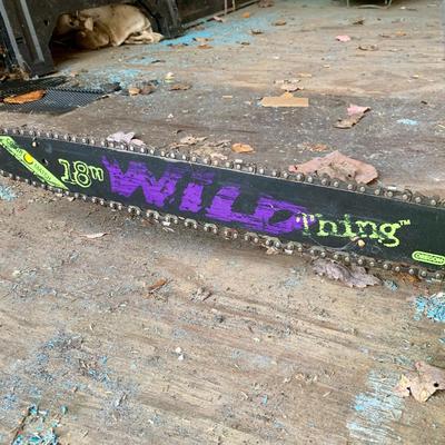 LOT 135 S: Poulan Wild Thing 18" Weed Eater Gas Powered Chainsaw Model # P4018WT 952802036 & NIP Forester Chainsaw Safety Chaps...