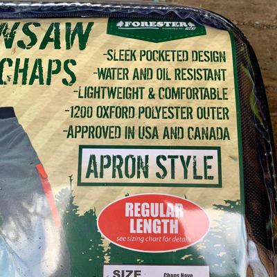 LOT 135 S: Poulan Wild Thing 18" Weed Eater Gas Powered Chainsaw Model # P4018WT 952802036 & NIP Forester Chainsaw Safety Chaps...