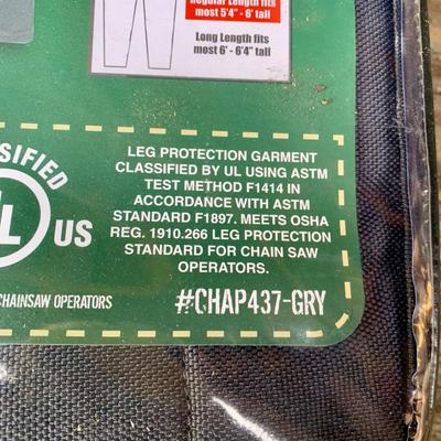 LOT 135 S: Poulan Wild Thing 18" Weed Eater Gas Powered Chainsaw Model # P4018WT 952802036 & NIP Forester Chainsaw Safety Chaps...