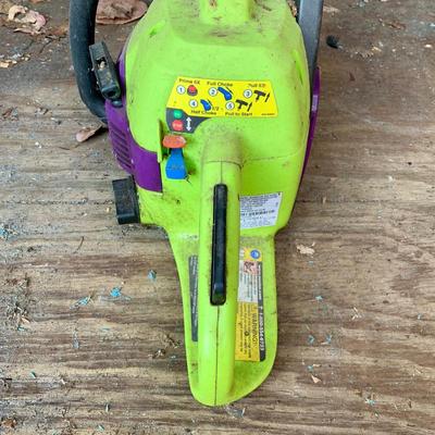 LOT 135 S: Poulan Wild Thing 18" Weed Eater Gas Powered Chainsaw Model # P4018WT 952802036 & NIP Forester Chainsaw Safety Chaps...