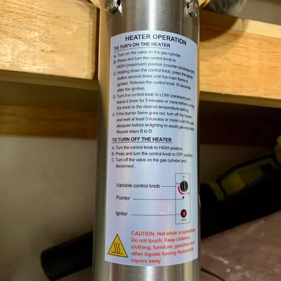 LOT 139 G: Hampton Bay Outdoor Patio Heater Model #NCZH-G-SS & NIP Fine Sense Pro Series Full Length Vinyl Cover