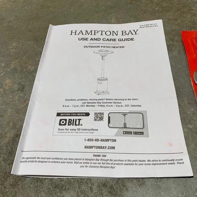 LOT 139 G: Hampton Bay Outdoor Patio Heater Model #NCZH-G-SS & NIP Fine Sense Pro Series Full Length Vinyl Cover