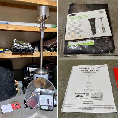 LOT 139 G: Hampton Bay Outdoor Patio Heater Model #NCZH-G-SS & NIP Fine Sense Pro Series Full Length Vinyl Cover