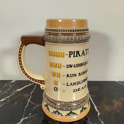 LOT 162K: Mom’s Bar & Grill Art Deco Clock, Beer Sign, Ceramic Drinking Gnome & Pirate Mug