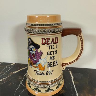 LOT 162K: Mom’s Bar & Grill Art Deco Clock, Beer Sign, Ceramic Drinking Gnome & Pirate Mug