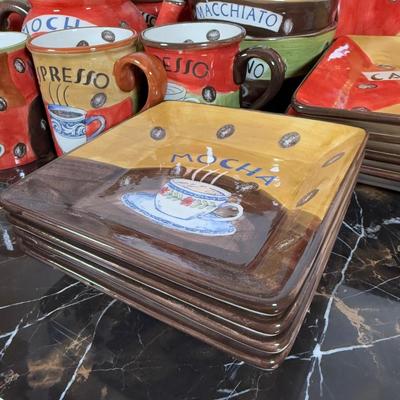 LOT 164K: Coffee Ceramic Dishes & Canisters