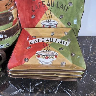 LOT 164K: Coffee Ceramic Dishes & Canisters