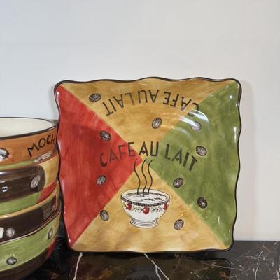 LOT 164K: Coffee Ceramic Dishes & Canisters