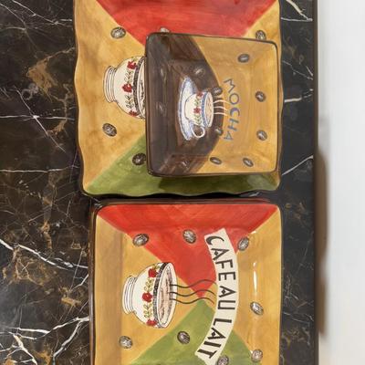 LOT 164K: Coffee Ceramic Dishes & Canisters