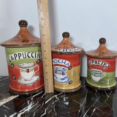 LOT 164K: Coffee Ceramic Dishes & Canisters