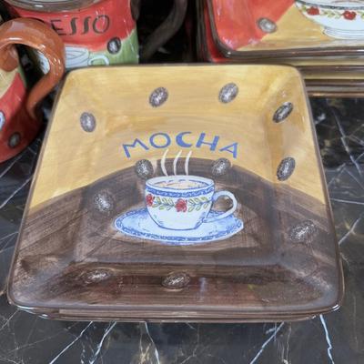 LOT 164K: Coffee Ceramic Dishes & Canisters