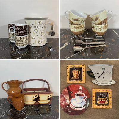 LOT 166K: Coffee Canister, Espresso Cups, Crafts Pitcher w/ Mug & More