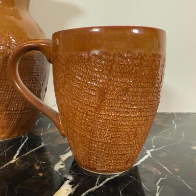 LOT 166K: Coffee Canister, Espresso Cups, Crafts Pitcher w/ Mug & More