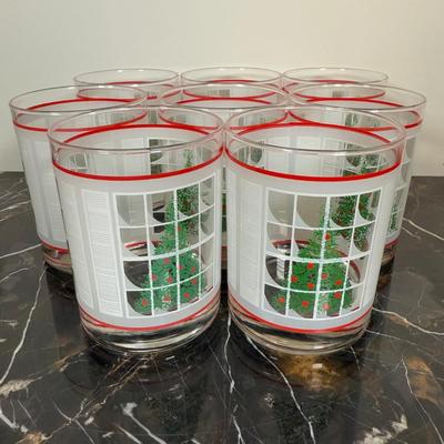 LOT 171K: Mr. Christmas Happy New Year Champagne Bucket Snow Globe & Christmas Tree Rocks Glasses