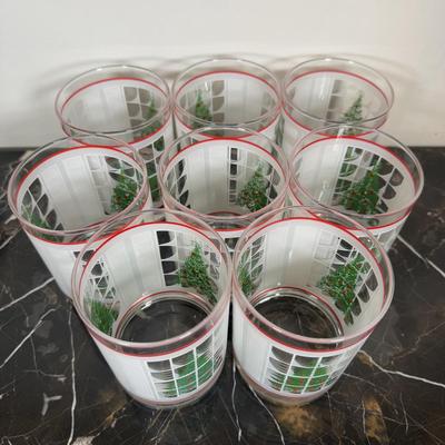 LOT 171K: Mr. Christmas Happy New Year Champagne Bucket Snow Globe & Christmas Tree Rocks Glasses