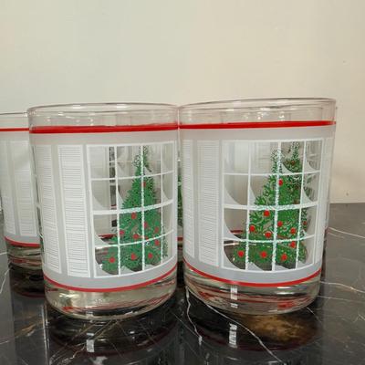 LOT 171K: Mr. Christmas Happy New Year Champagne Bucket Snow Globe & Christmas Tree Rocks Glasses