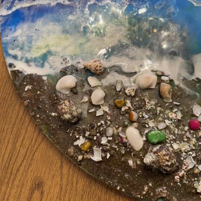 LOT 172D: Epoxy Resin & Shell Artwork on Circular Canvas