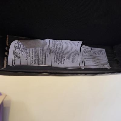 LOT 176K: Modern Marble Top Dining Table w/ Eight Faux Leather Chairs