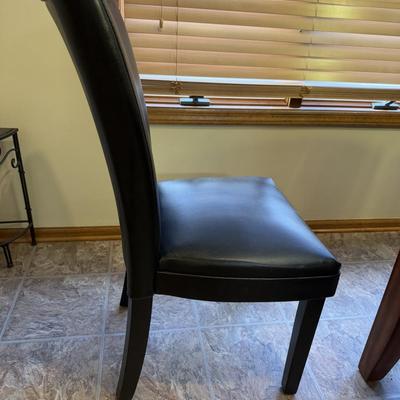 LOT 176K: Modern Marble Top Dining Table w/ Eight Faux Leather Chairs