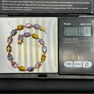 10 k gold multistone bracelet 7 in