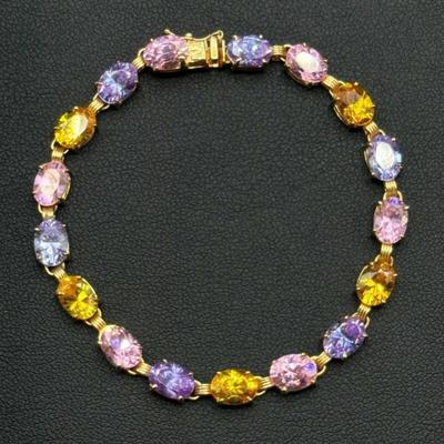 10 k gold multistone bracelet 7 in