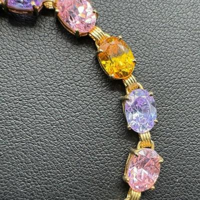 10 k gold multistone bracelet 7 in