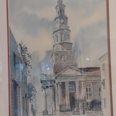 Framed Architectural Print by Virginia Fouche' Bolton- Signed and Numbered- Approx 19 3/4" x 26 1/2"