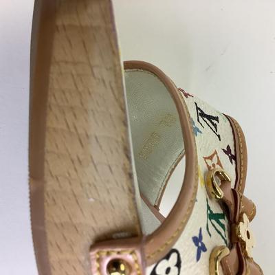 100 LOUIS VUITTON Takashi Murakami Leather Monogram Mules Size 41